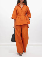 Candy Orange Elastic Coord Set