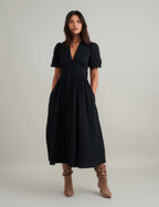 Aalayra Black Button Maxi Dress