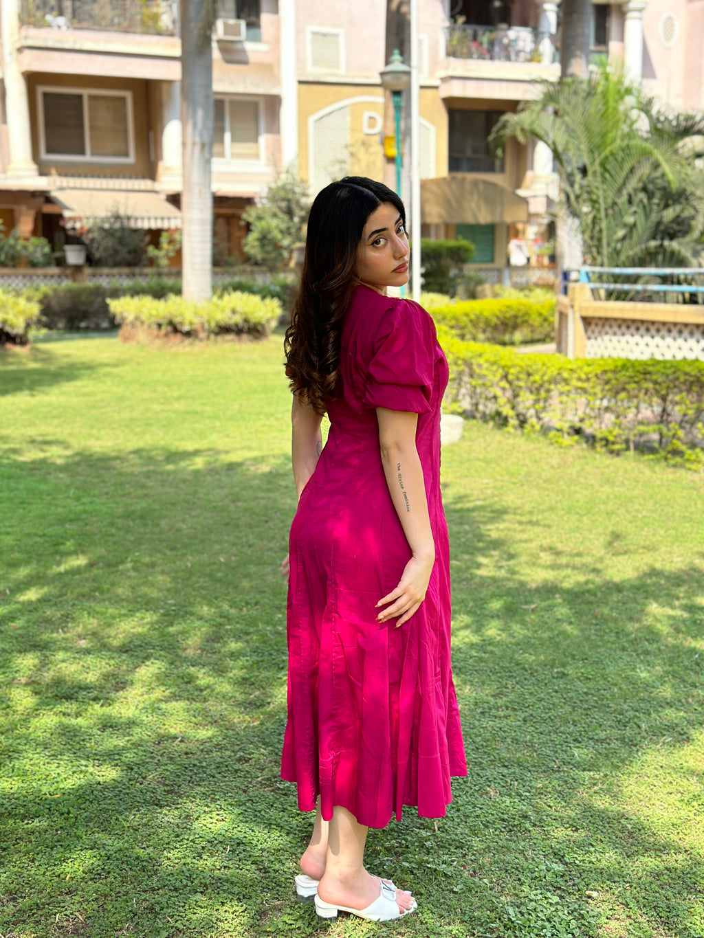 Mulmul Pink Button Maxi Dress