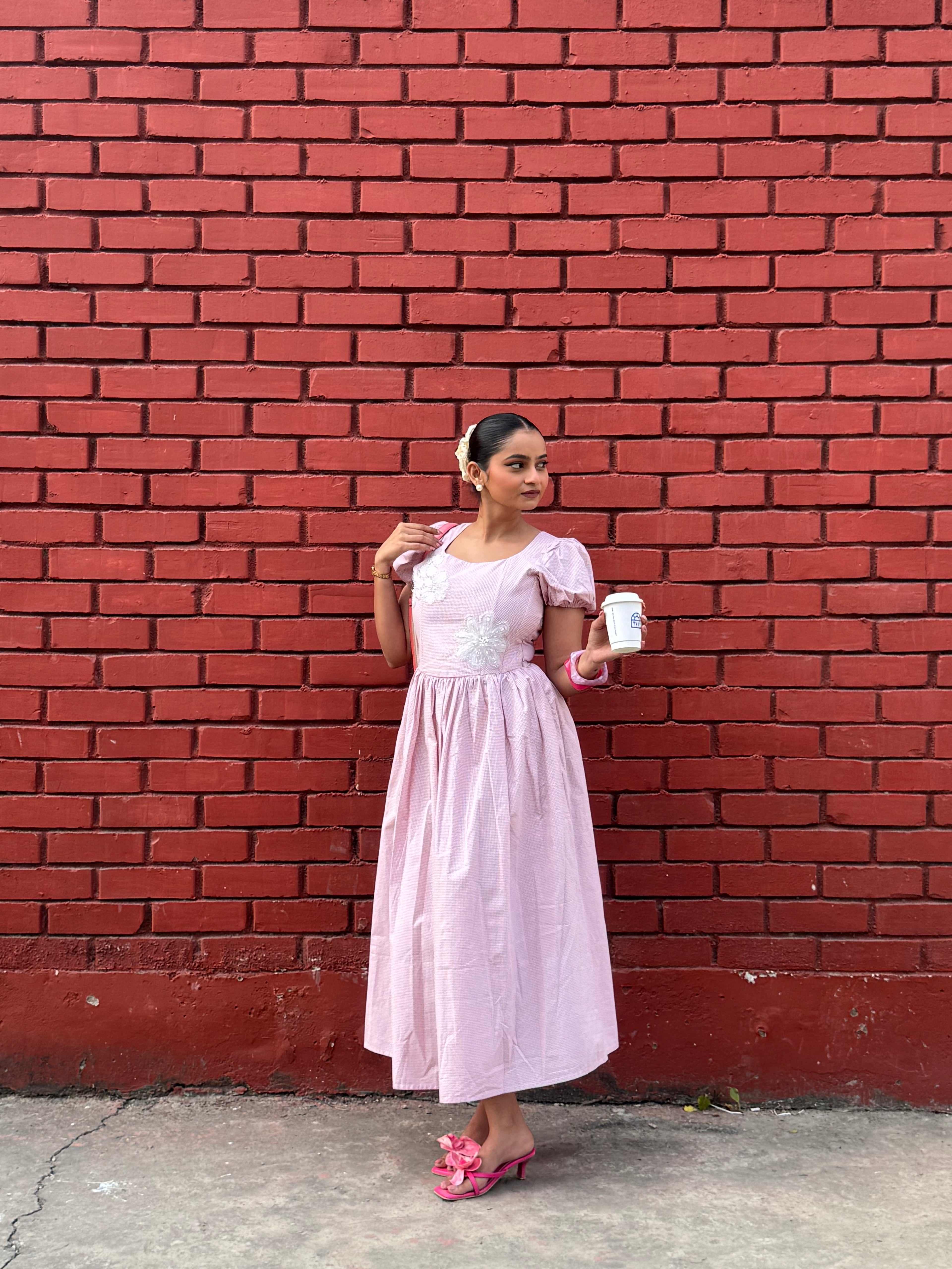 Gingham Floral Maxi Dress