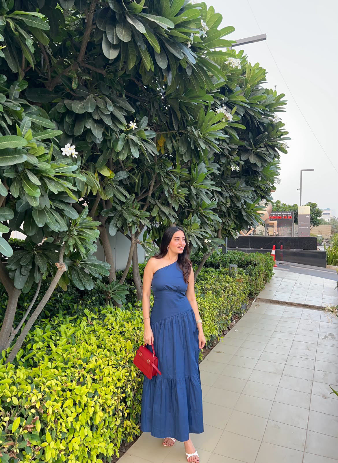 Navy One Shoulder Dress