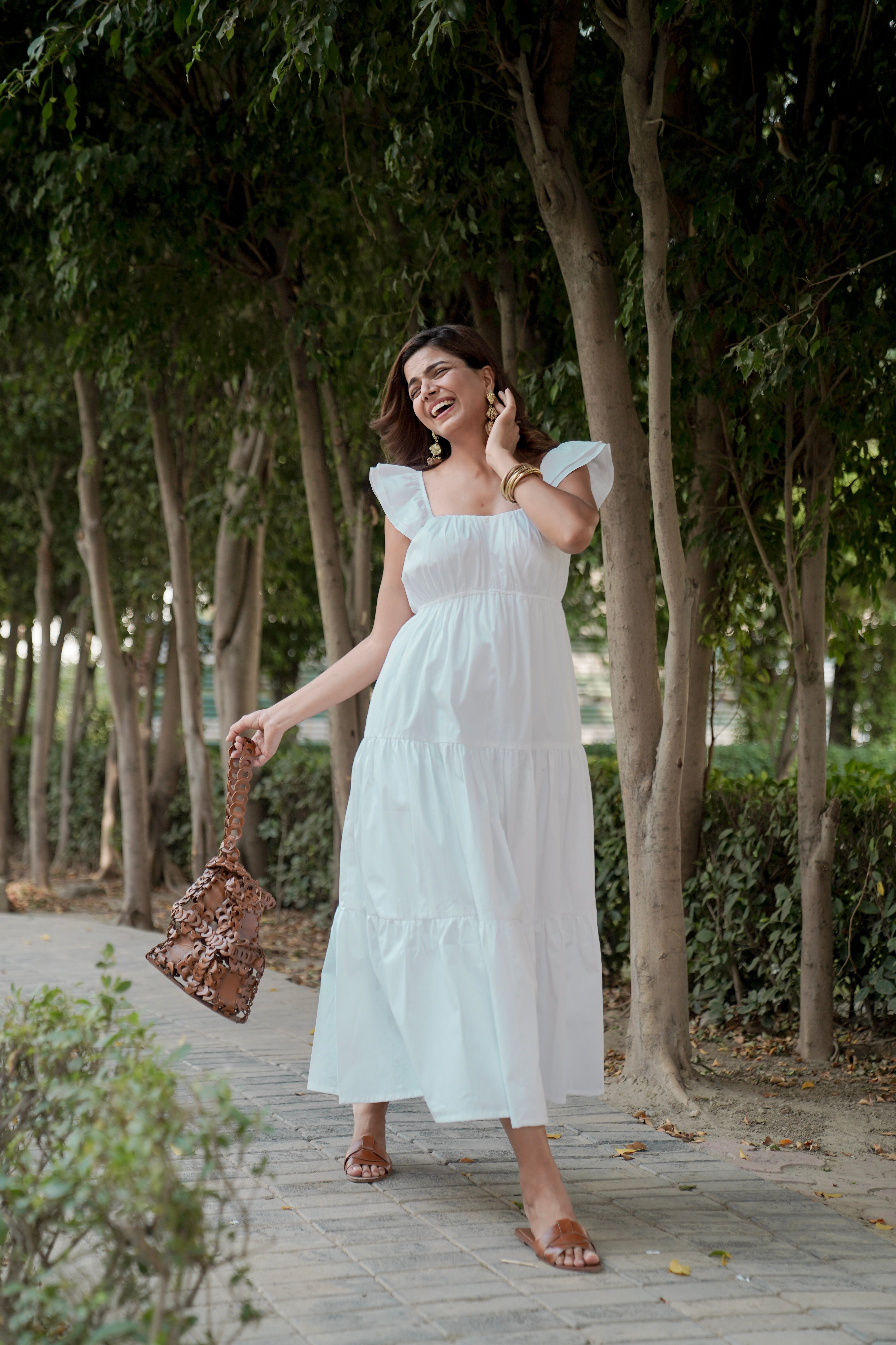 White Frill Maxi Dress