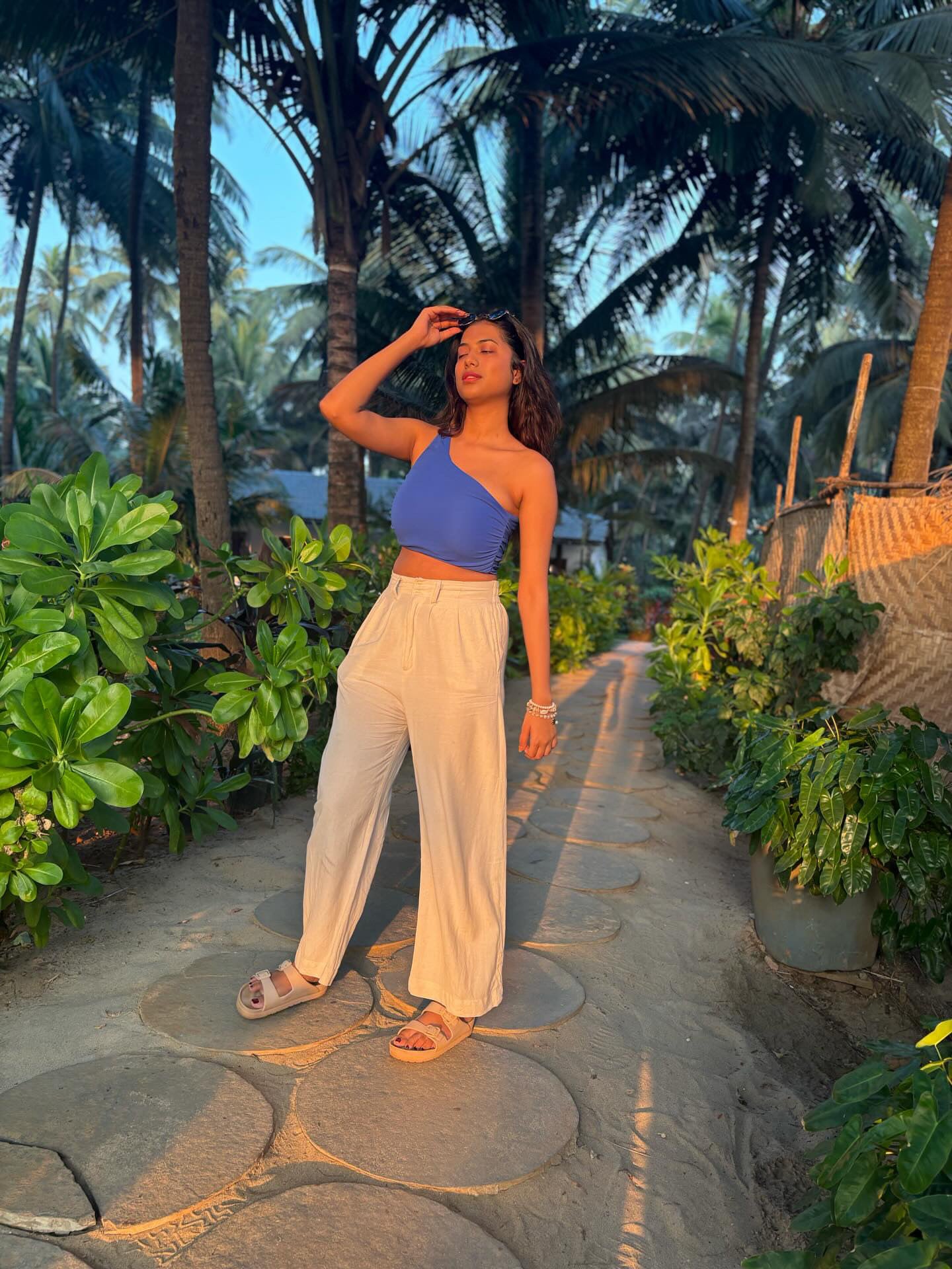 Linen Blend Tailored Wide leg pants