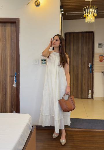 Mulmul White Blooming Dress