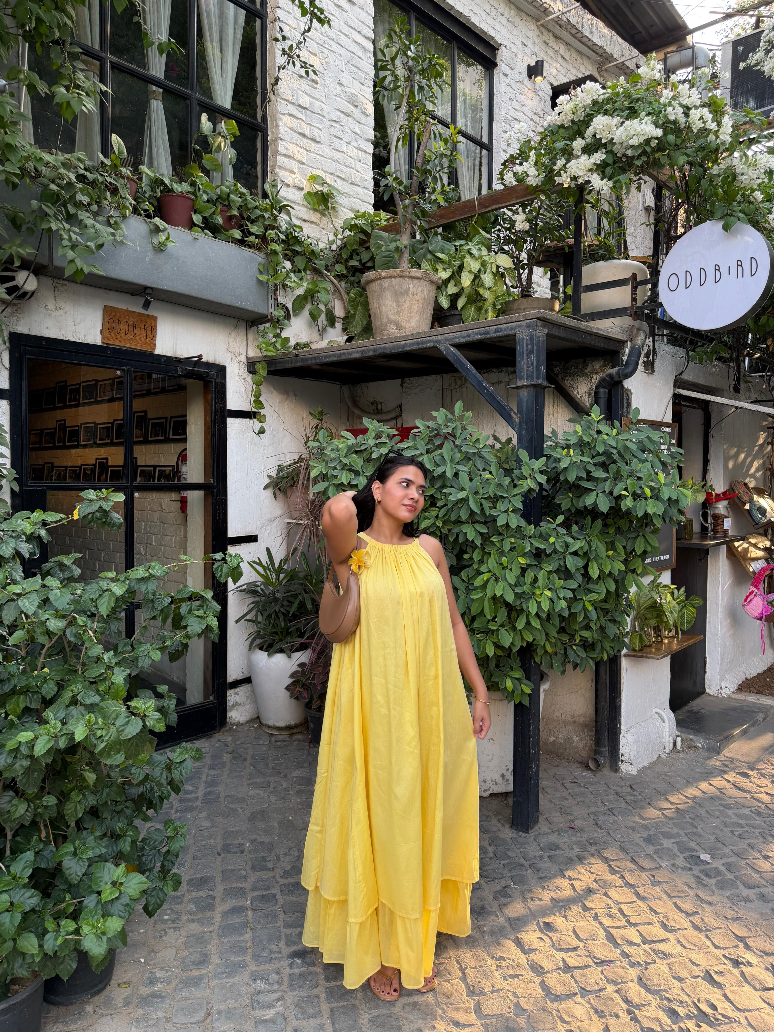 Mulmul Blooming Pastel Yellow Maxi Dress