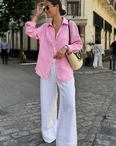 Baby Pink Mulmul Shirt with Linen Pants
