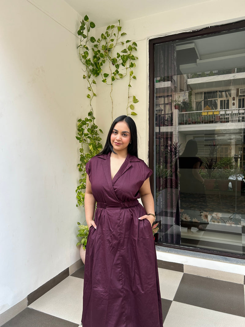 Wine Elastic Maxi Dress