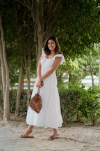 White Frill Maxi Dress