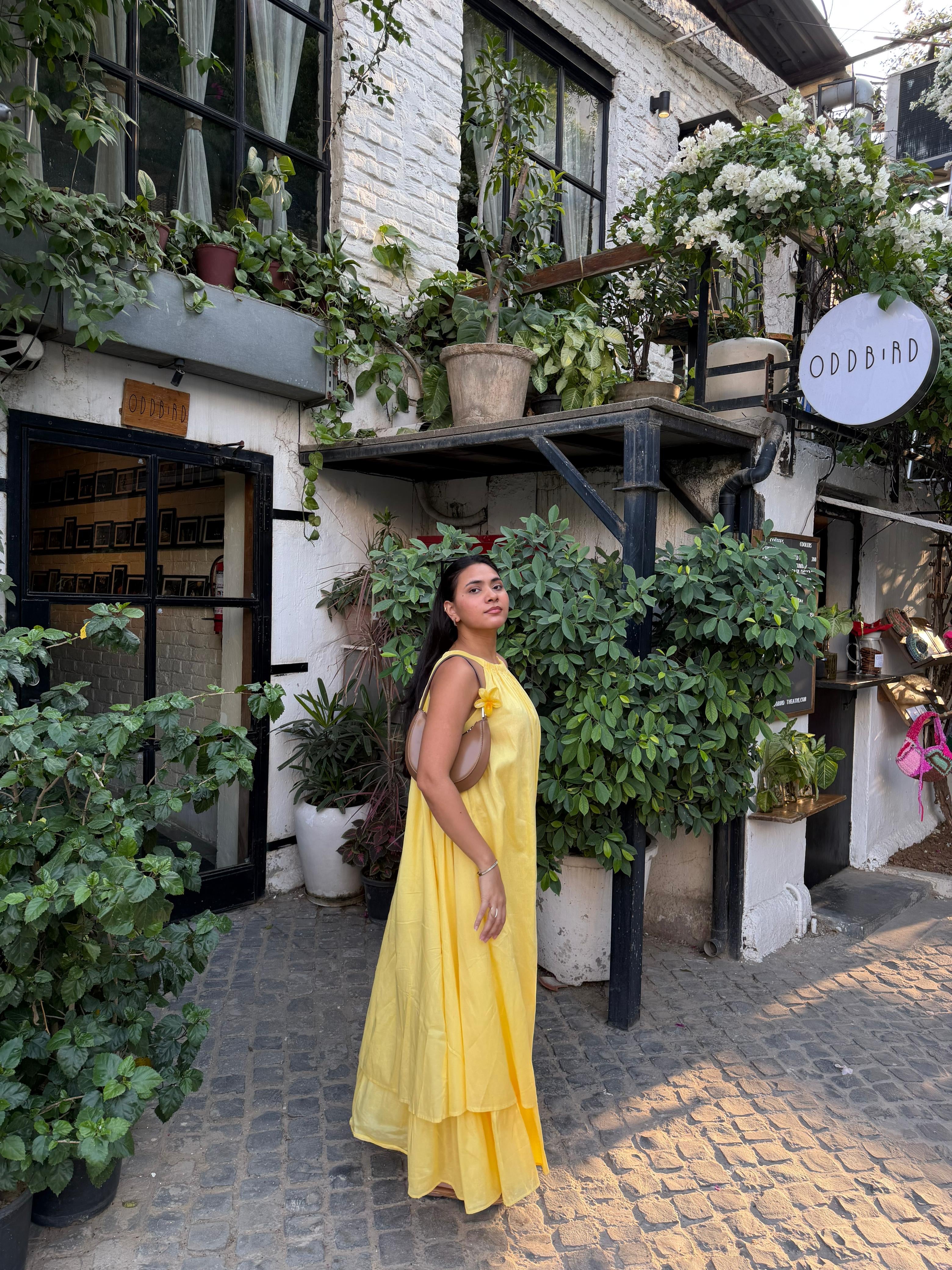 Mulmul Blooming Pastel Yellow Maxi Dress