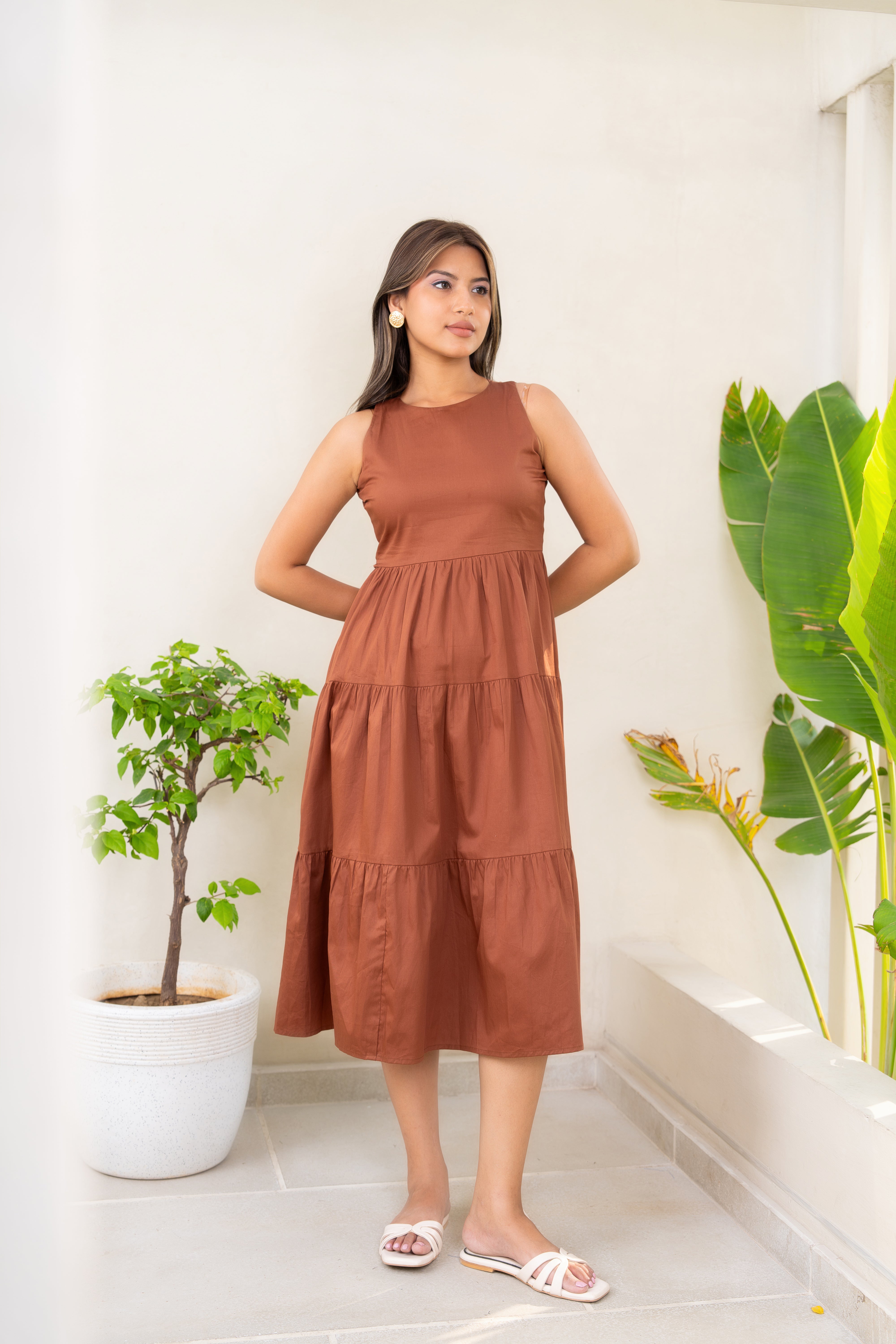 Maxi Dress Casual Wear - Pepper Mayo Brown Dress  LabelbyAnuja