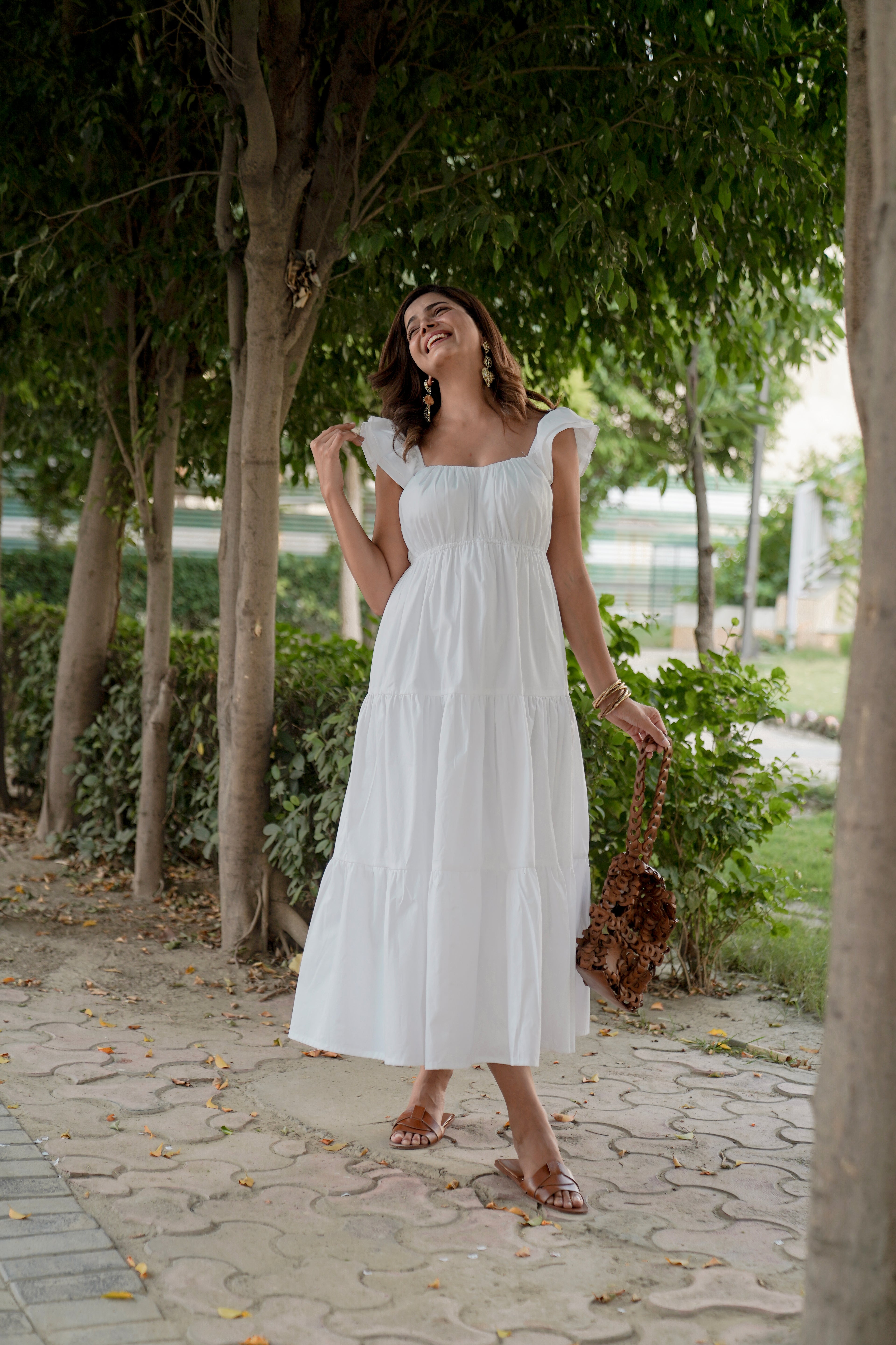 White Frill Maxi Dress