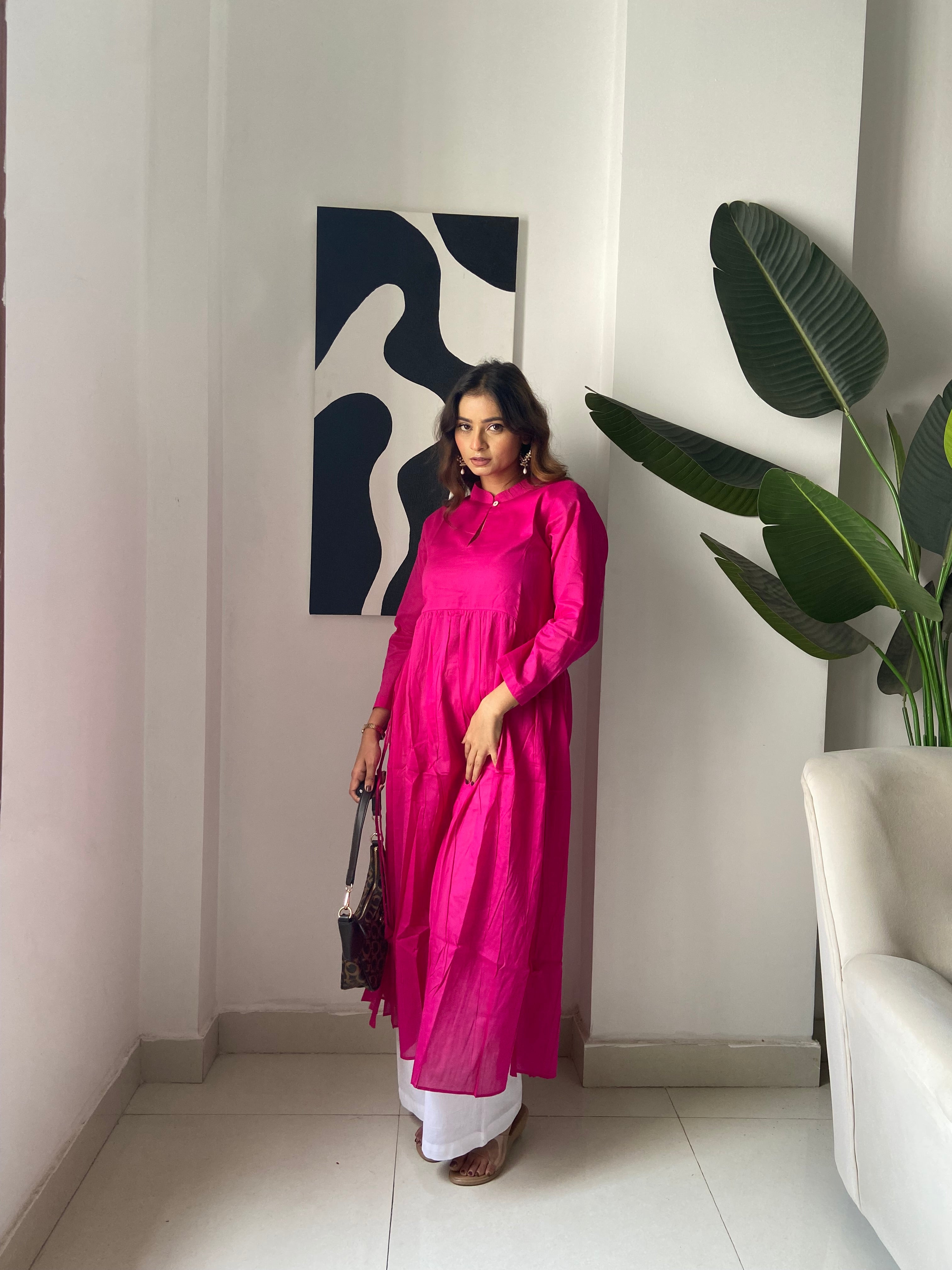 Mulmul Pink Lace kurta Set