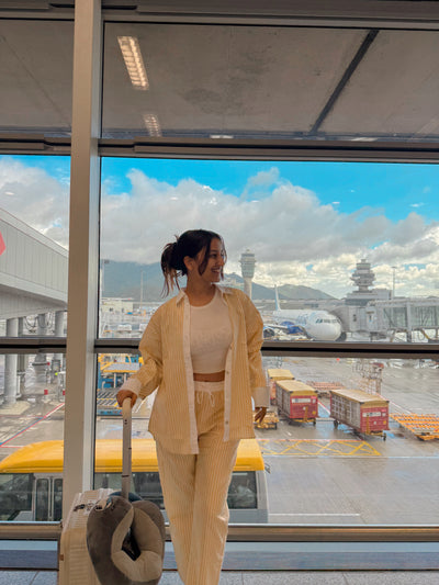 Yellow Stripe Placket Coord Set