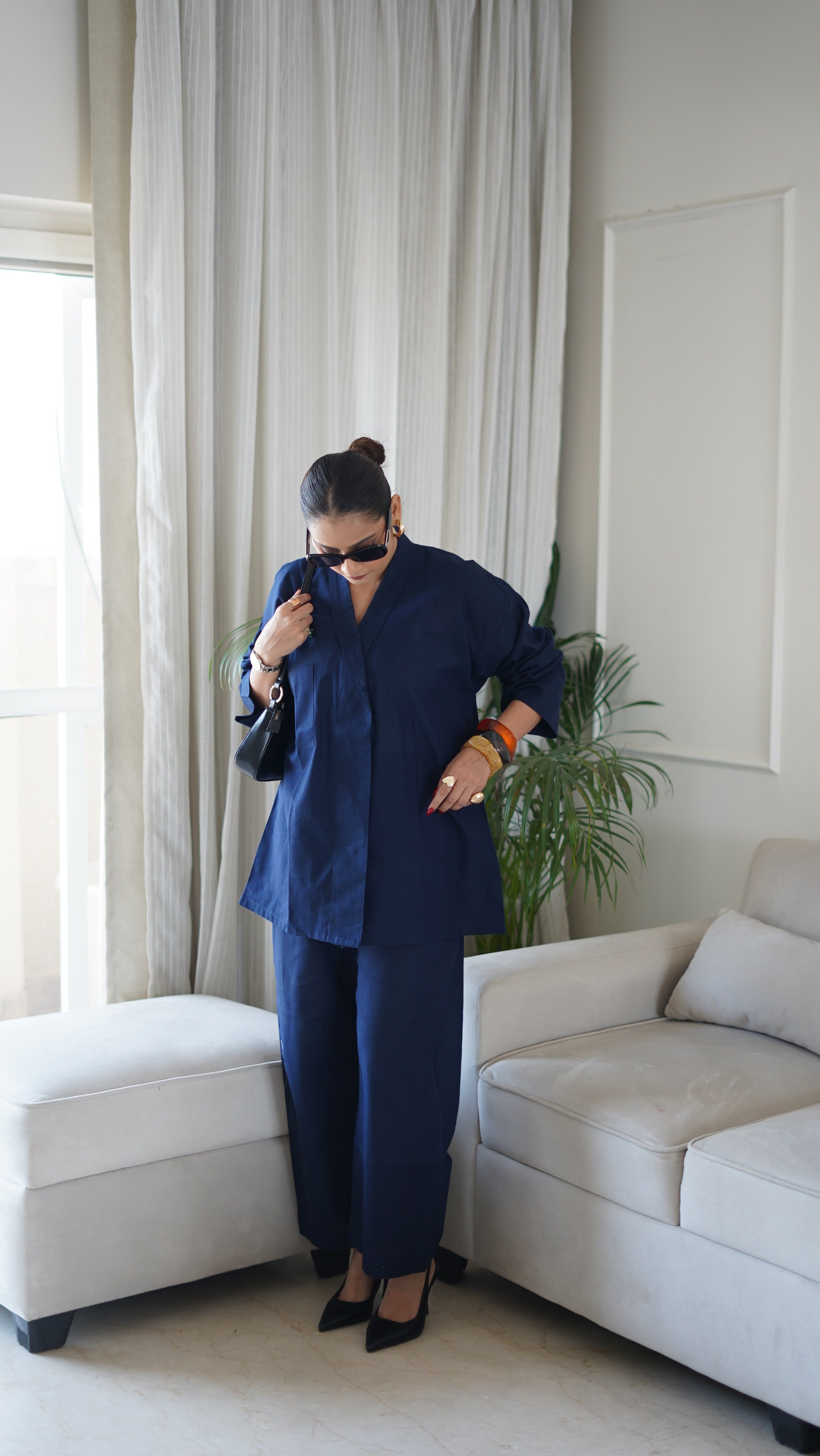 Navy Wrap Coord Set