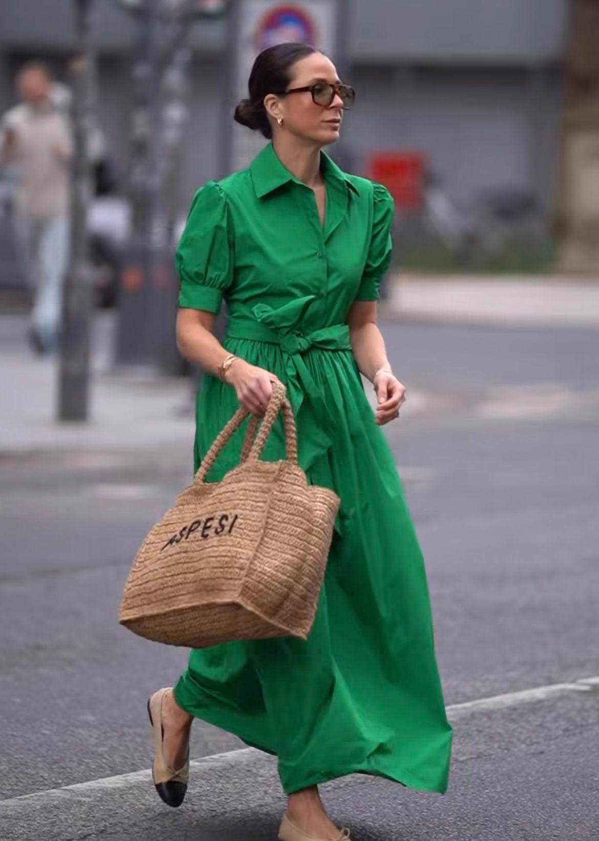Hot Green Poplin Maxi Dress