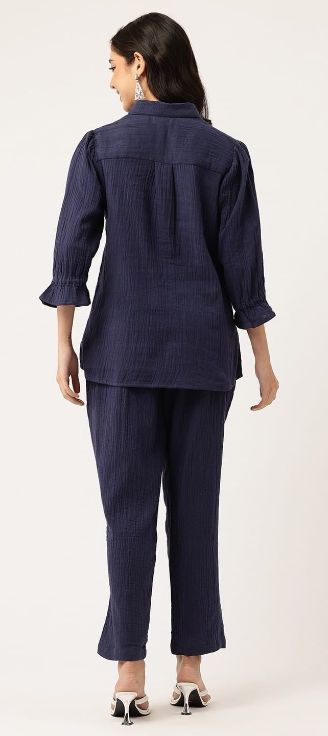 Navy Embroidery Coord Set