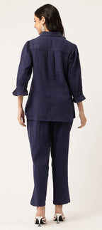 Navy Embroidery Coord Set