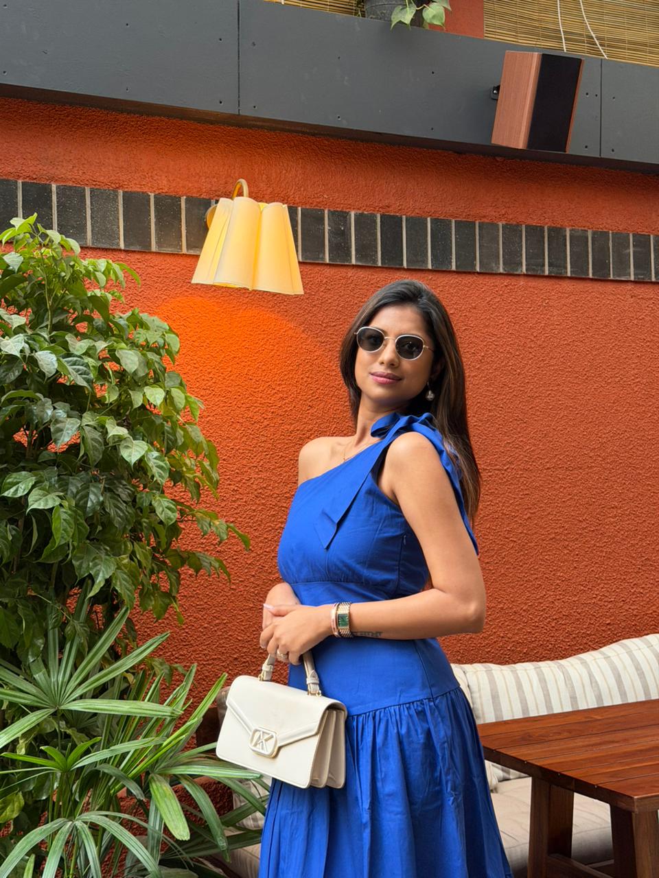 One Shoulder Royal Blue Maxi Dress