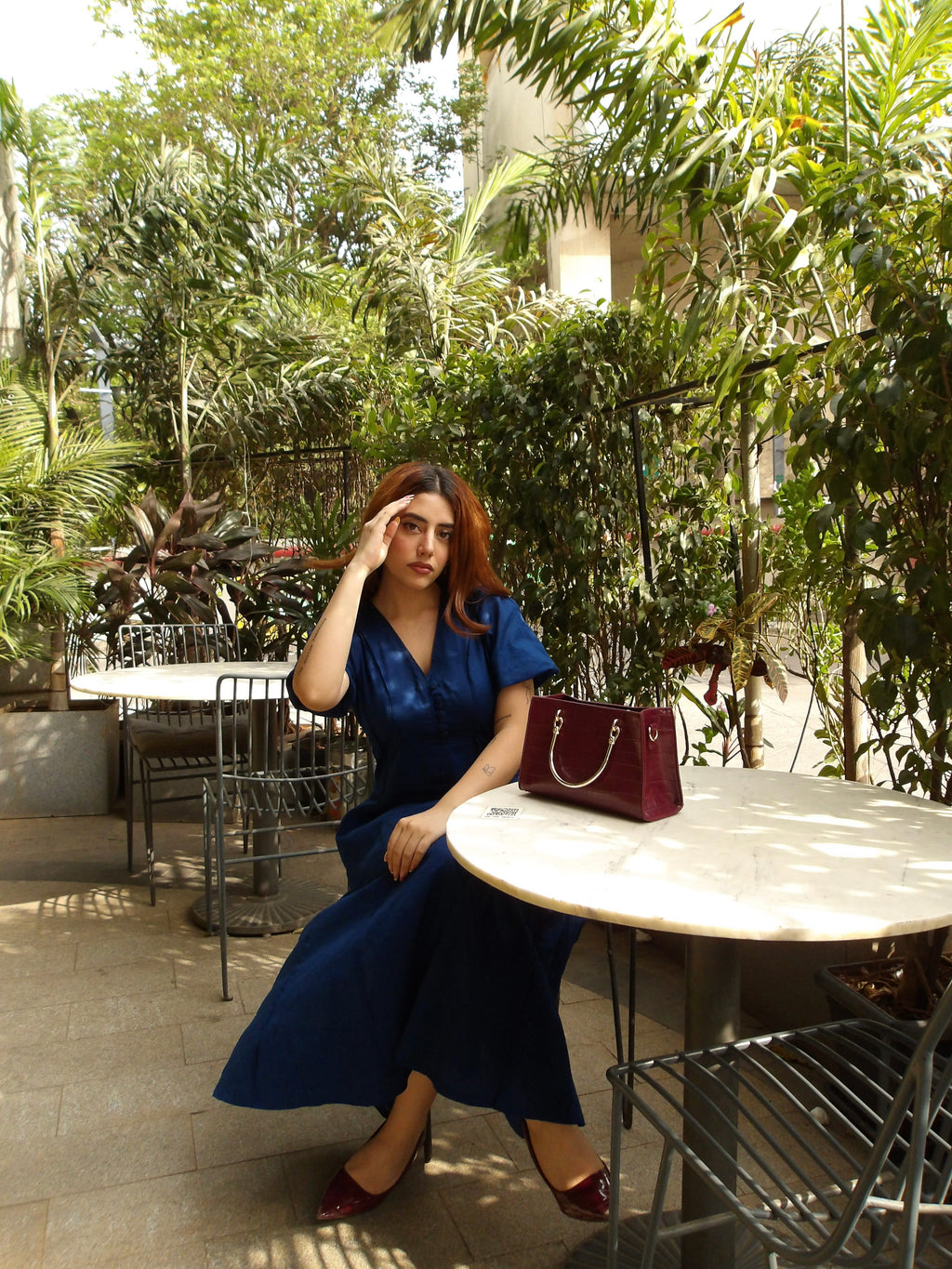 Mulmul Dark Blue Button Maxi Dress