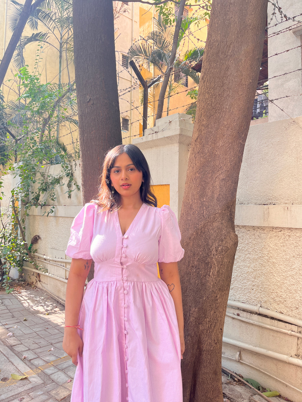 Aalayra Stripe Button Maxi Dress