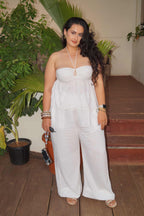 White Viscose Flex Pants