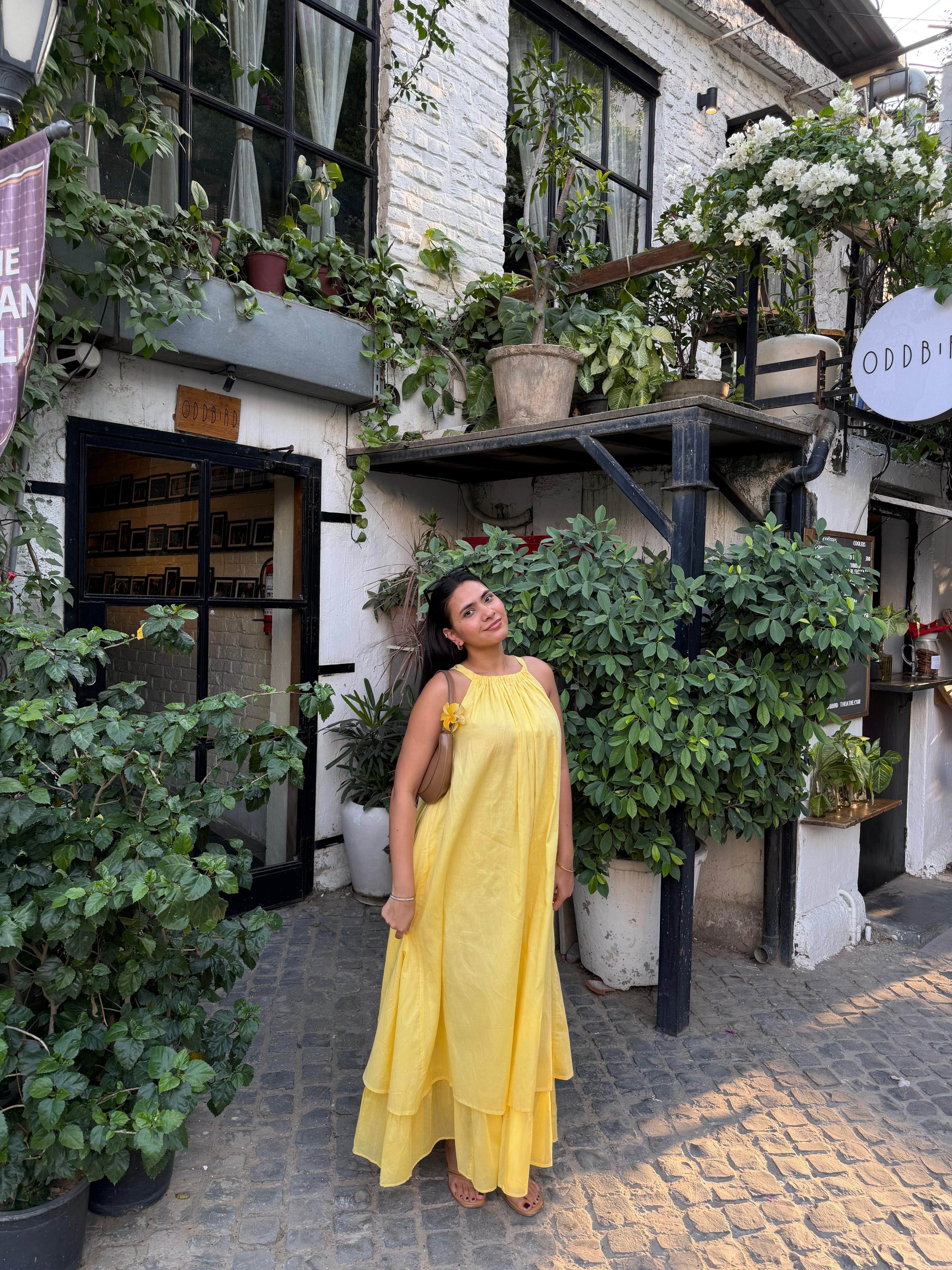 Mulmul Blooming Pastel Yellow Maxi Dress