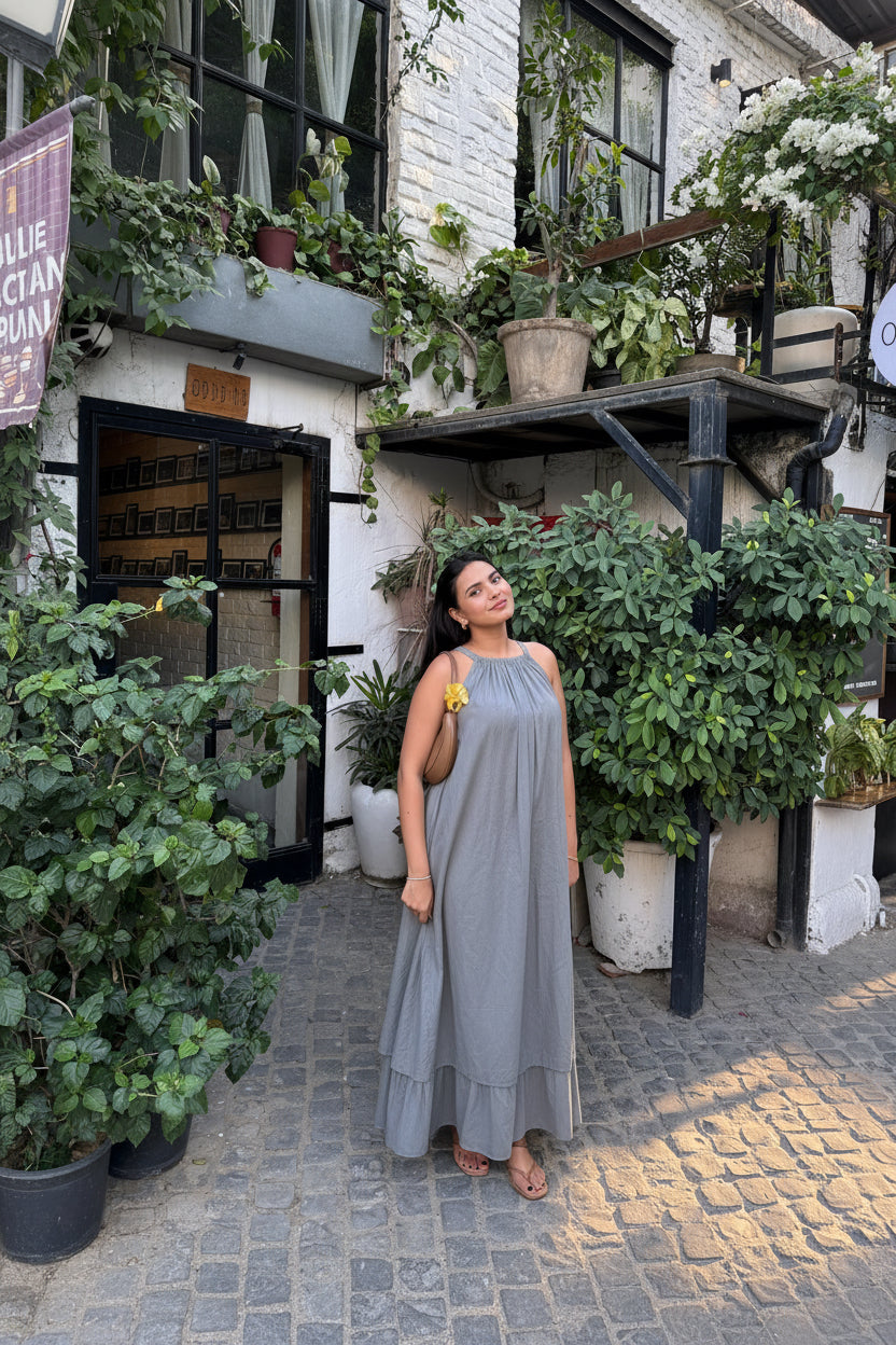 Mulmul Grey Blooming Maxi Dress