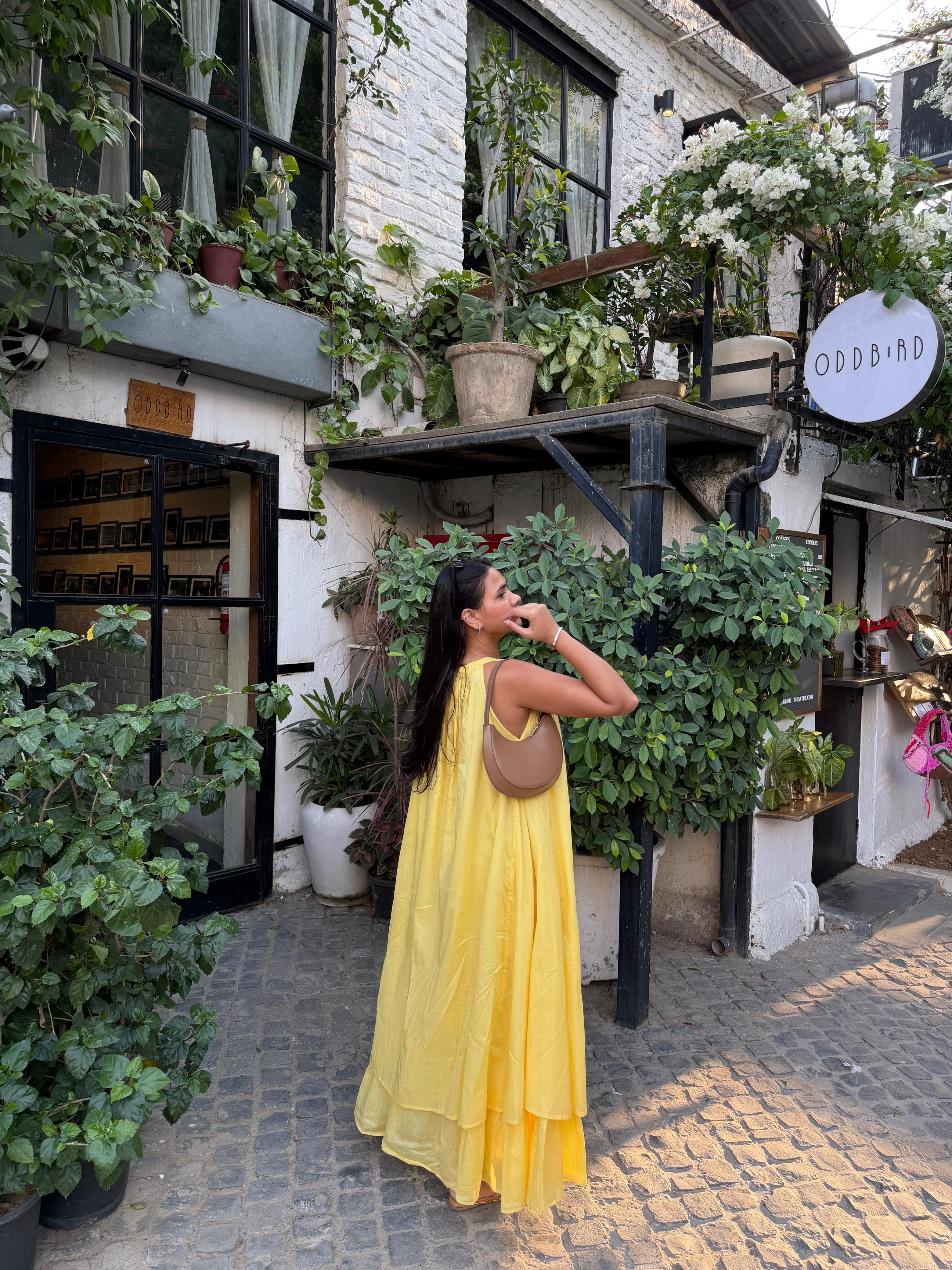 Mulmul Blooming Pastel Yellow Maxi Dress