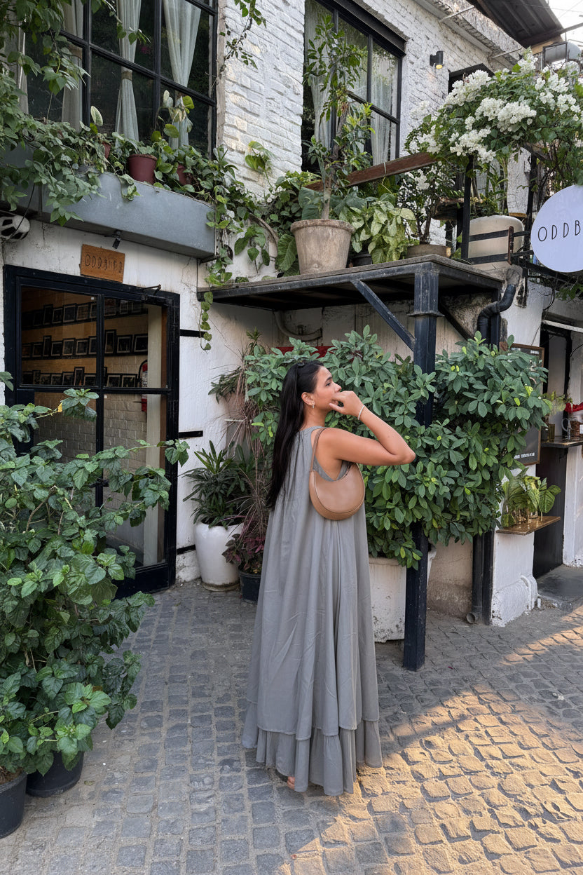 Mulmul Grey Blooming Maxi Dress