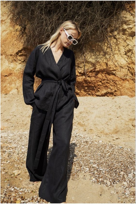 Black Wrap Coord Set