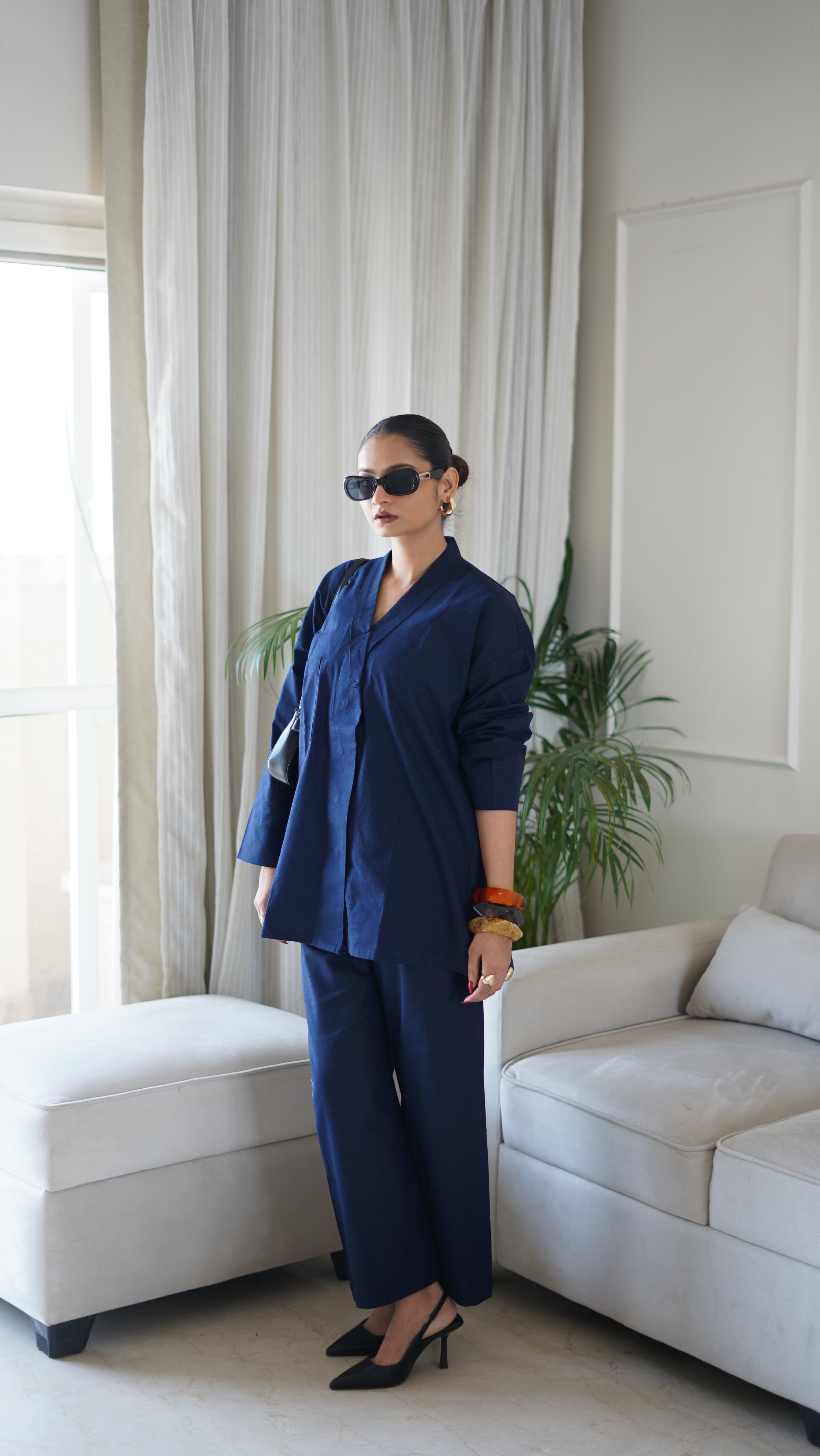 Navy Wrap Coord Set