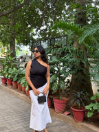 Anaya Black One Shoulder Panel Dress