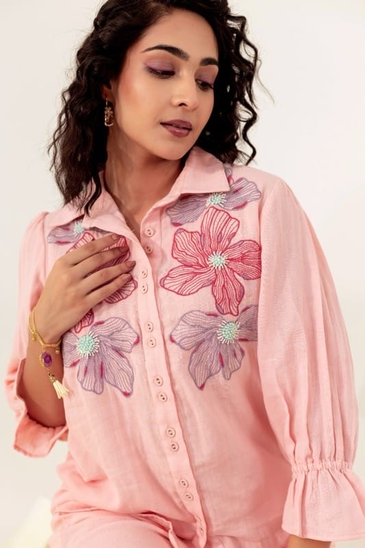 Baby Pink Embrodiery Coord Set