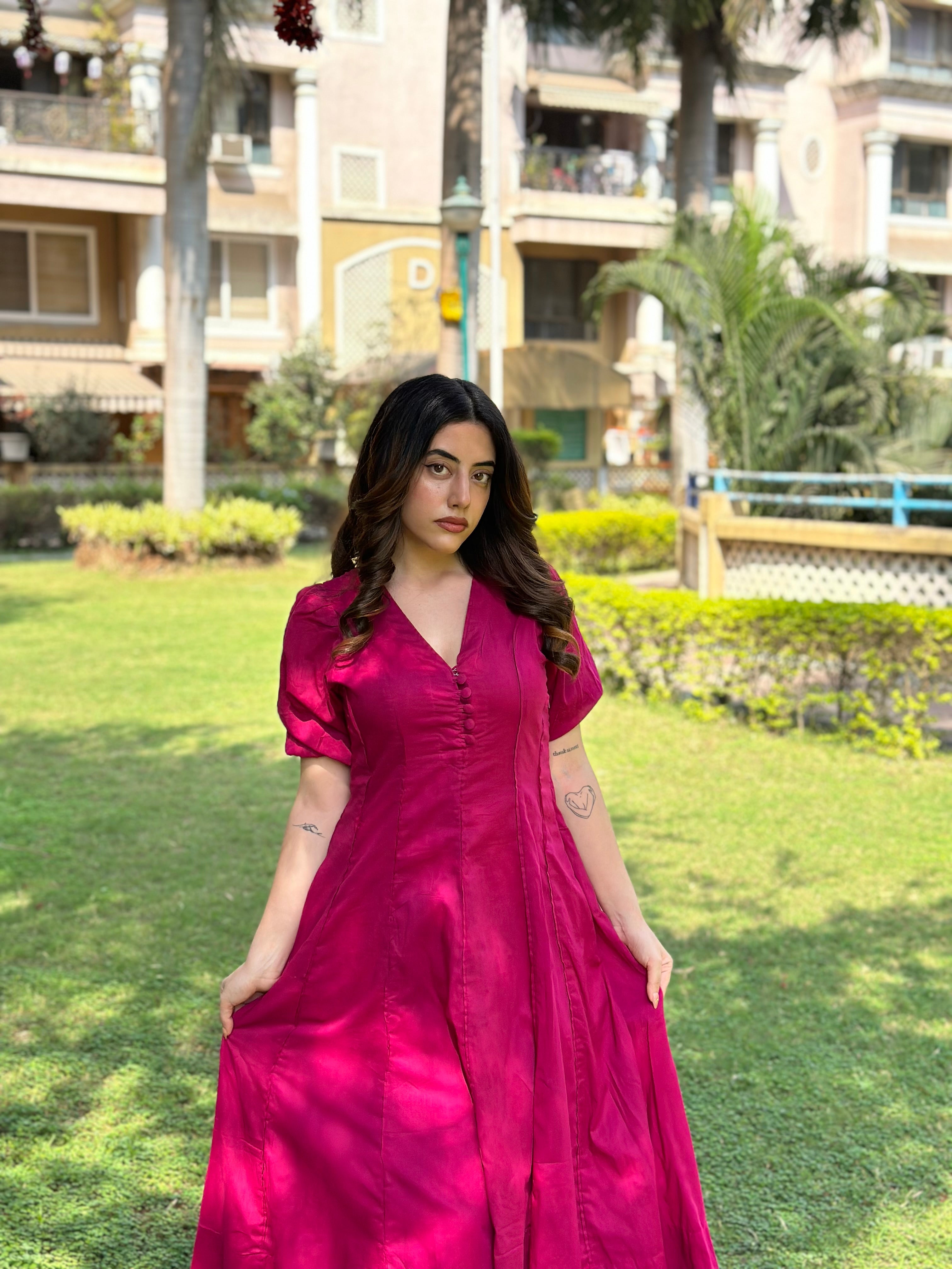 Mulmul Pink Button Maxi Dress