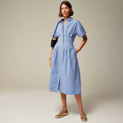 Nayra Pleated Stripe Maxi Dress