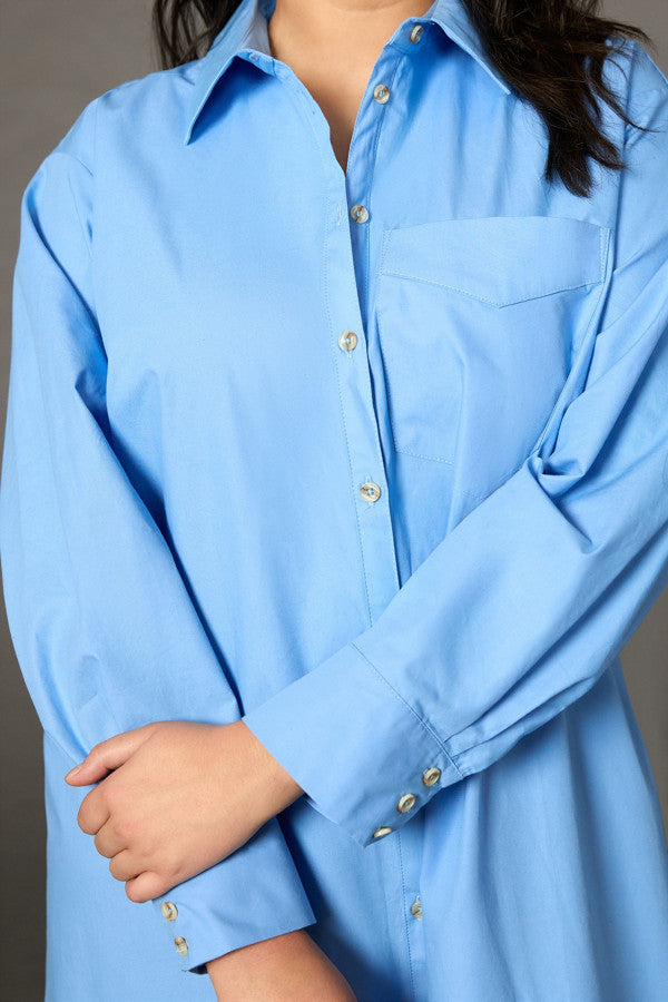 Pastel Blue Long Shirt Dress