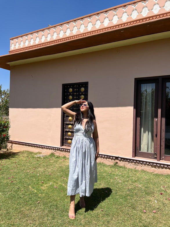 Sky Blue Avanya Gathered Dress