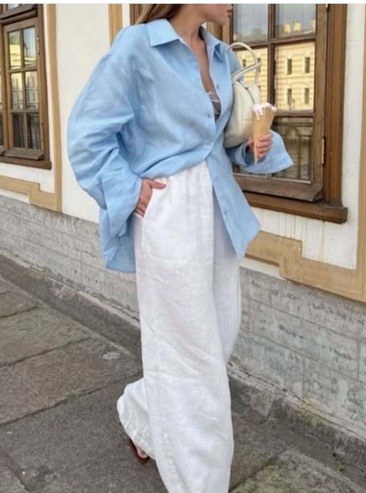 Sky Blue Mulmul Coord Set