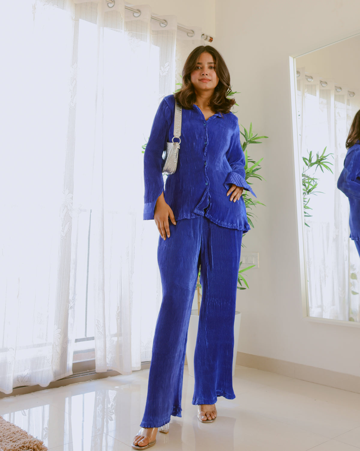 Pleated Blue Co-ord set- Labelbyanuja