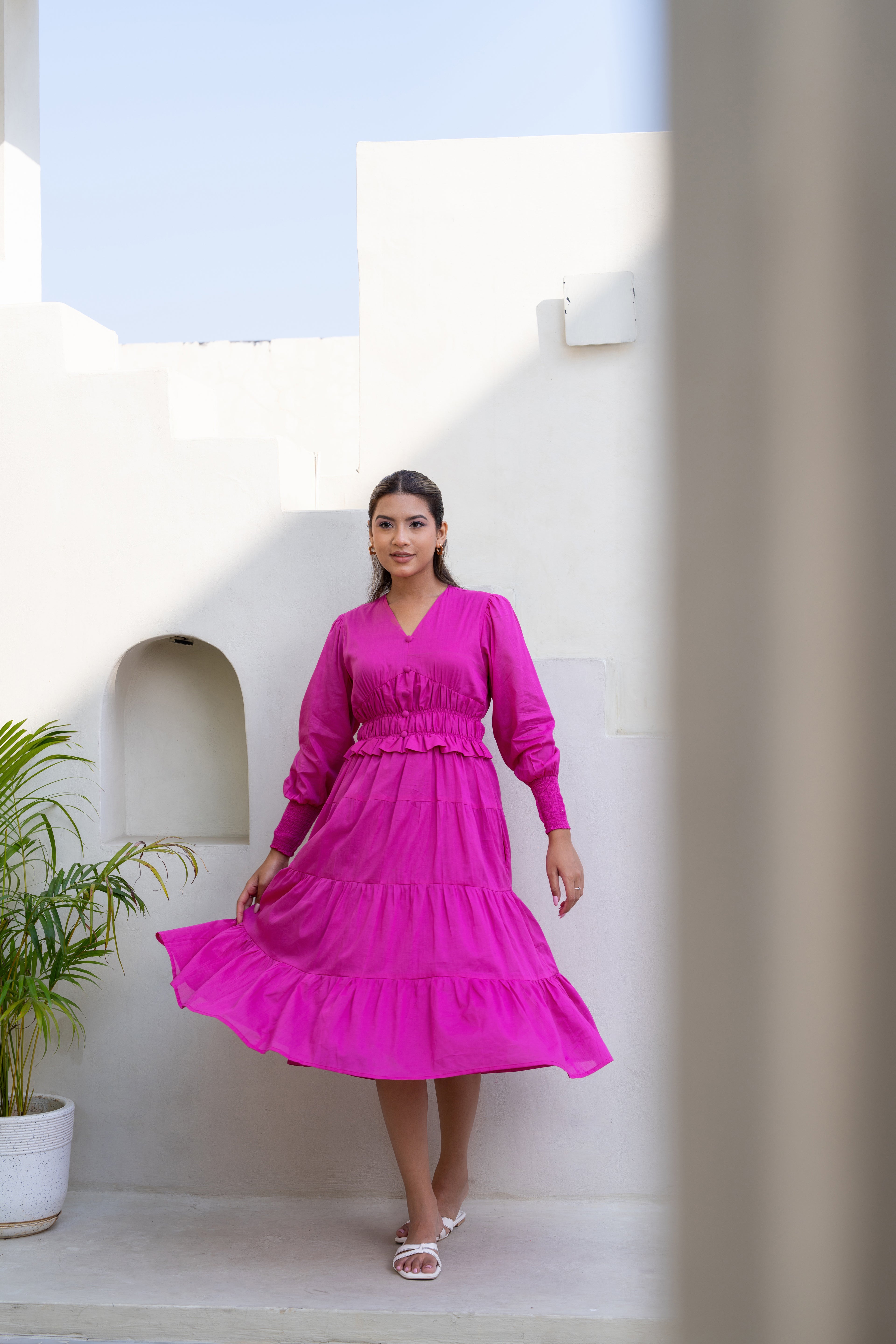 Mulmul Fuchsia dream maxi  Dress