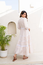 Classy Peach Striped Maxi Dress