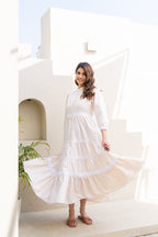 Classy Peach Striped Maxi Dress