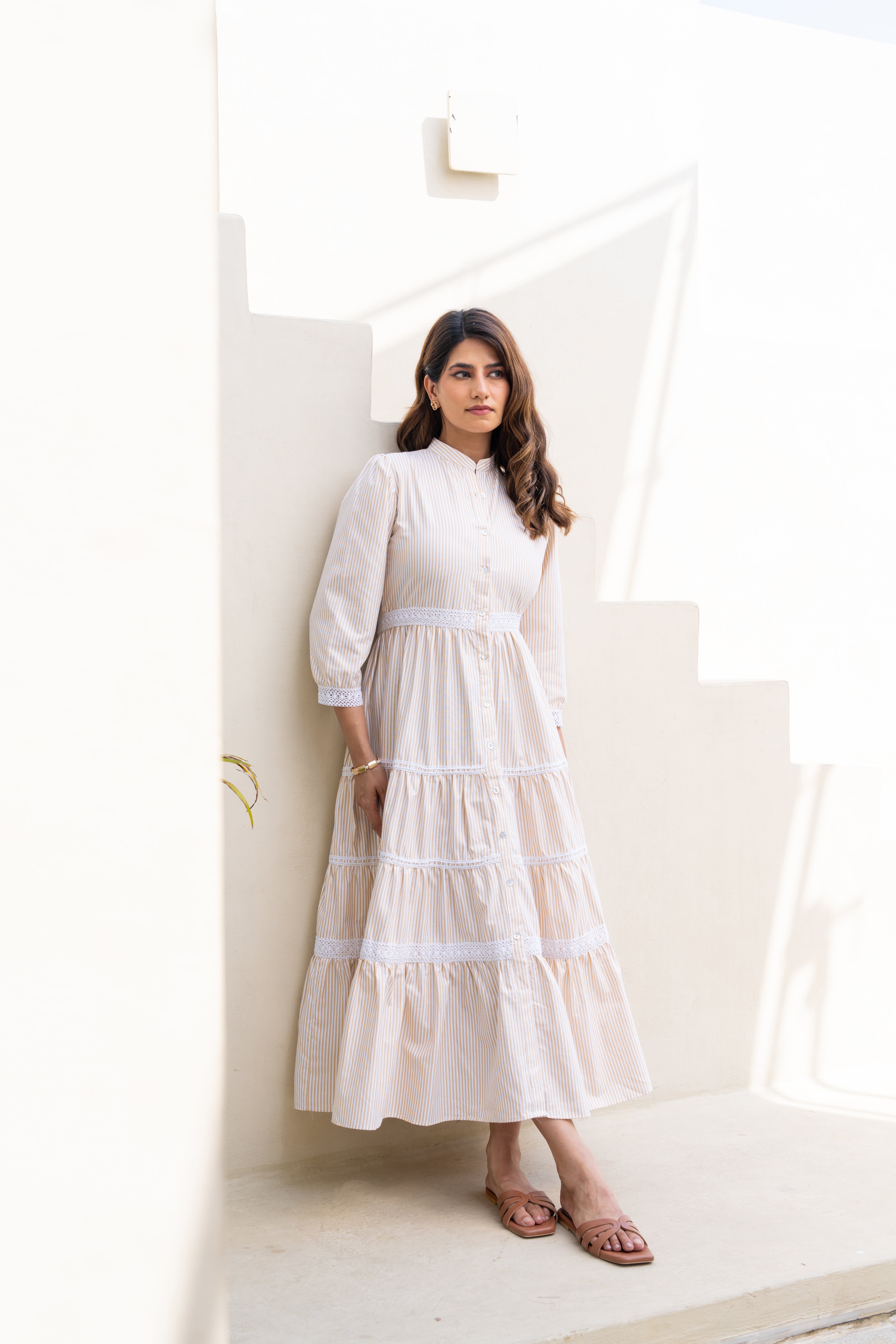 Peach maxi dress for women