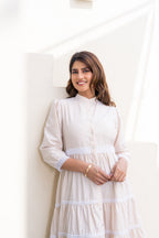 Classy Peach Striped Maxi Dress