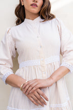 Classy Peach Striped Maxi Dress