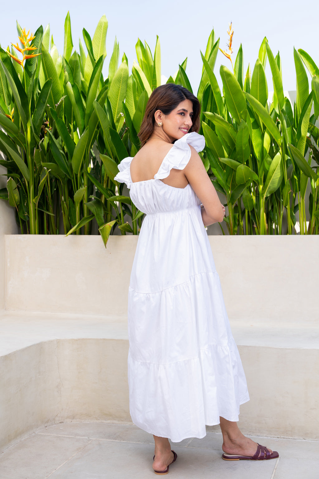White Frill Maxi Dress