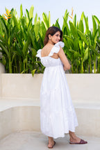 White Frill Maxi Dress