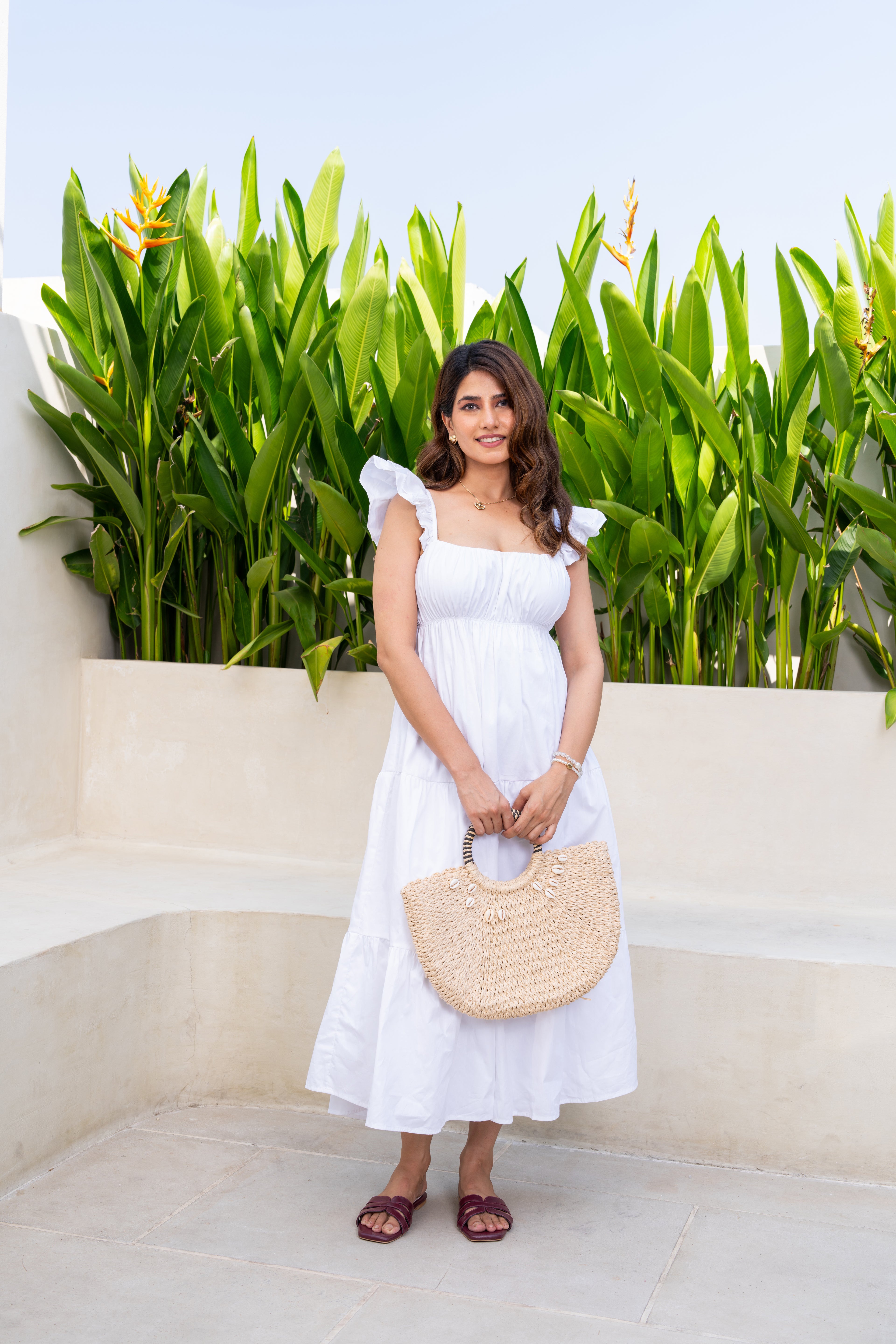 White Frill Maxi Dress