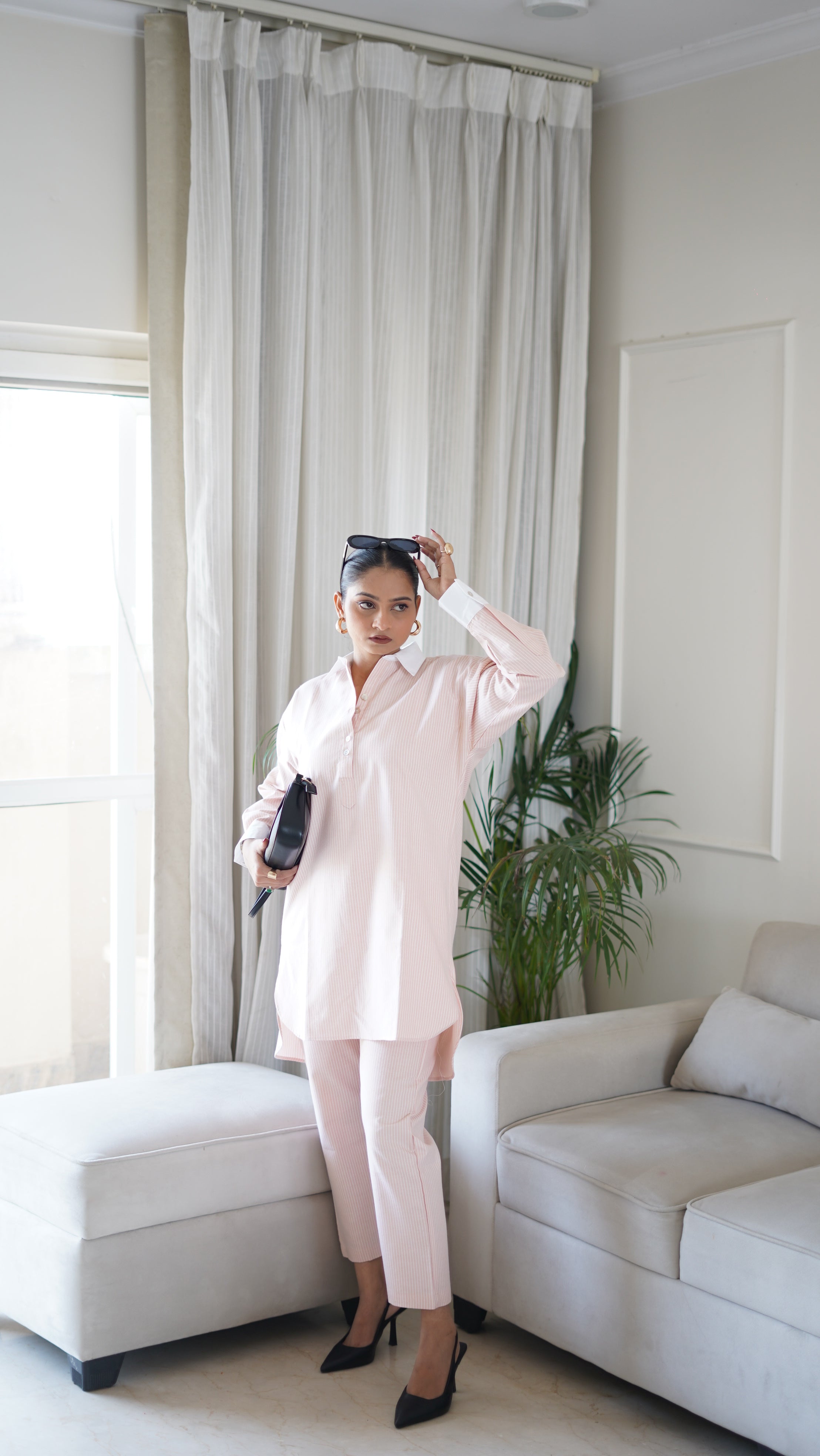 Peach Stripe Coord Set