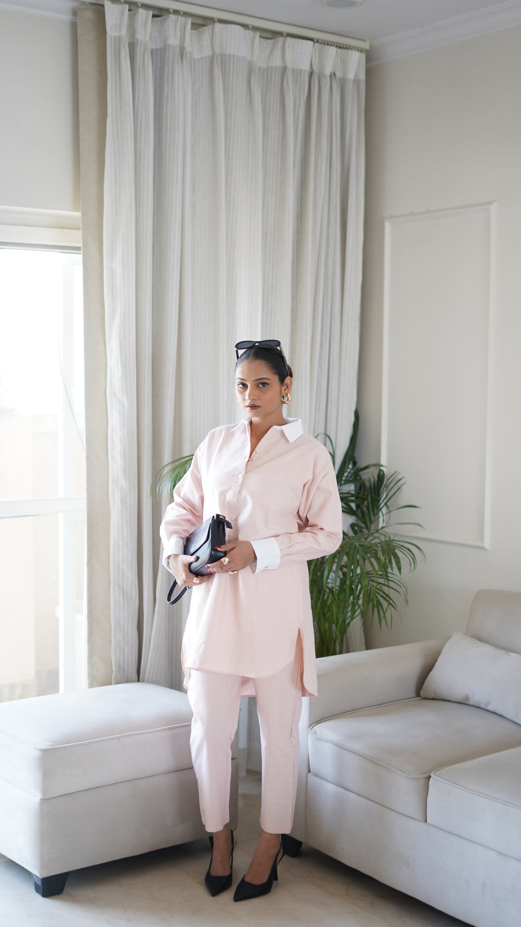 Peach Stripe Coord Set